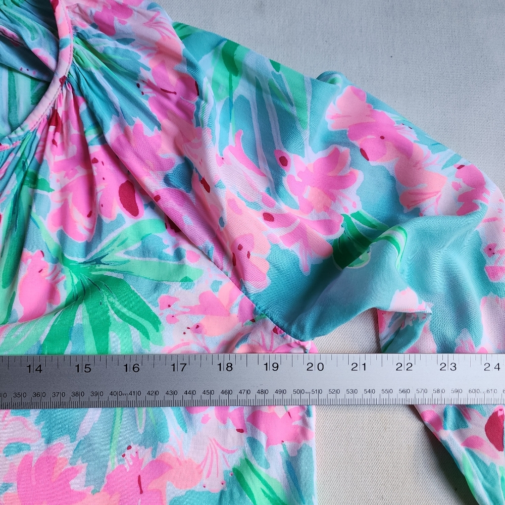 Lilly Pulitzer Willa Top In Floral Aqua Al Freso Isn't She Lovely Resort Beach - Picture 8 of 9
